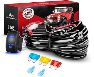 Nilight 10014W 14AWG LED Light Bar Wiring Harness Kit - Heavy Duty 12V Waterproof 5-Pin Rocker Switch, Relay, Fuse, 1 Lead Universal Fit