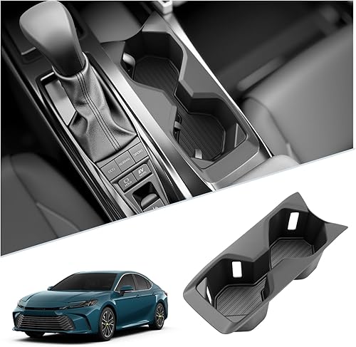 Miniatura 18 de SKTU para 2018 2019 2020 2021 2022 2023 Hyundai Kona Organizador de inserto de consola central ABS Materiales Negros 2023 Kona OS Bandeja