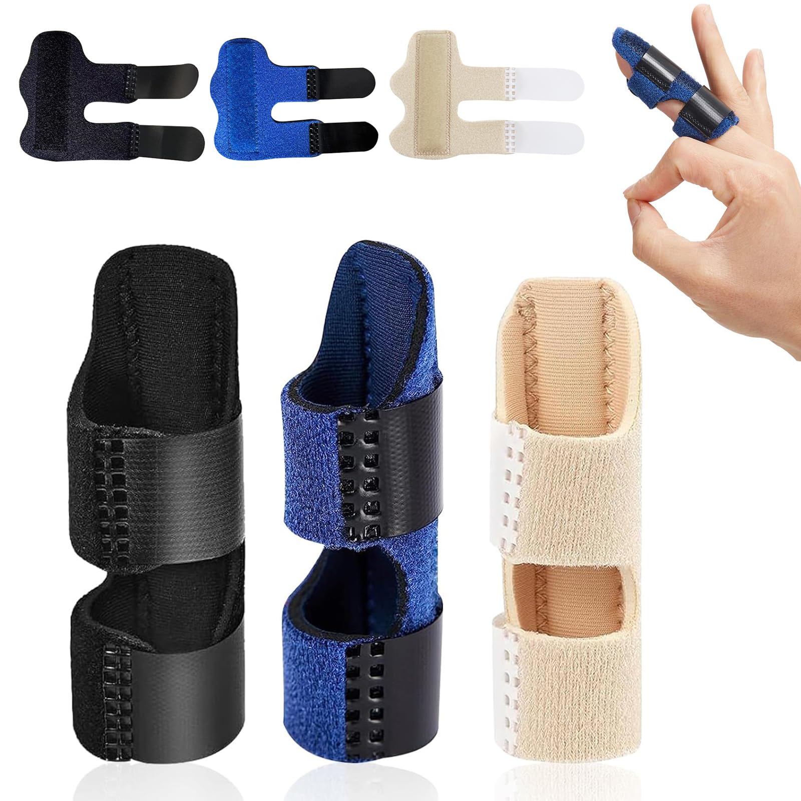 PSFXBM 3pcs Finger Splint,finger Brace, Finger Splints for Broken Finger Support, Support Trigger Finger Brace for Trigger Mallet Broken Knuckle Immobilization Straightening Best Fit for All Fingers