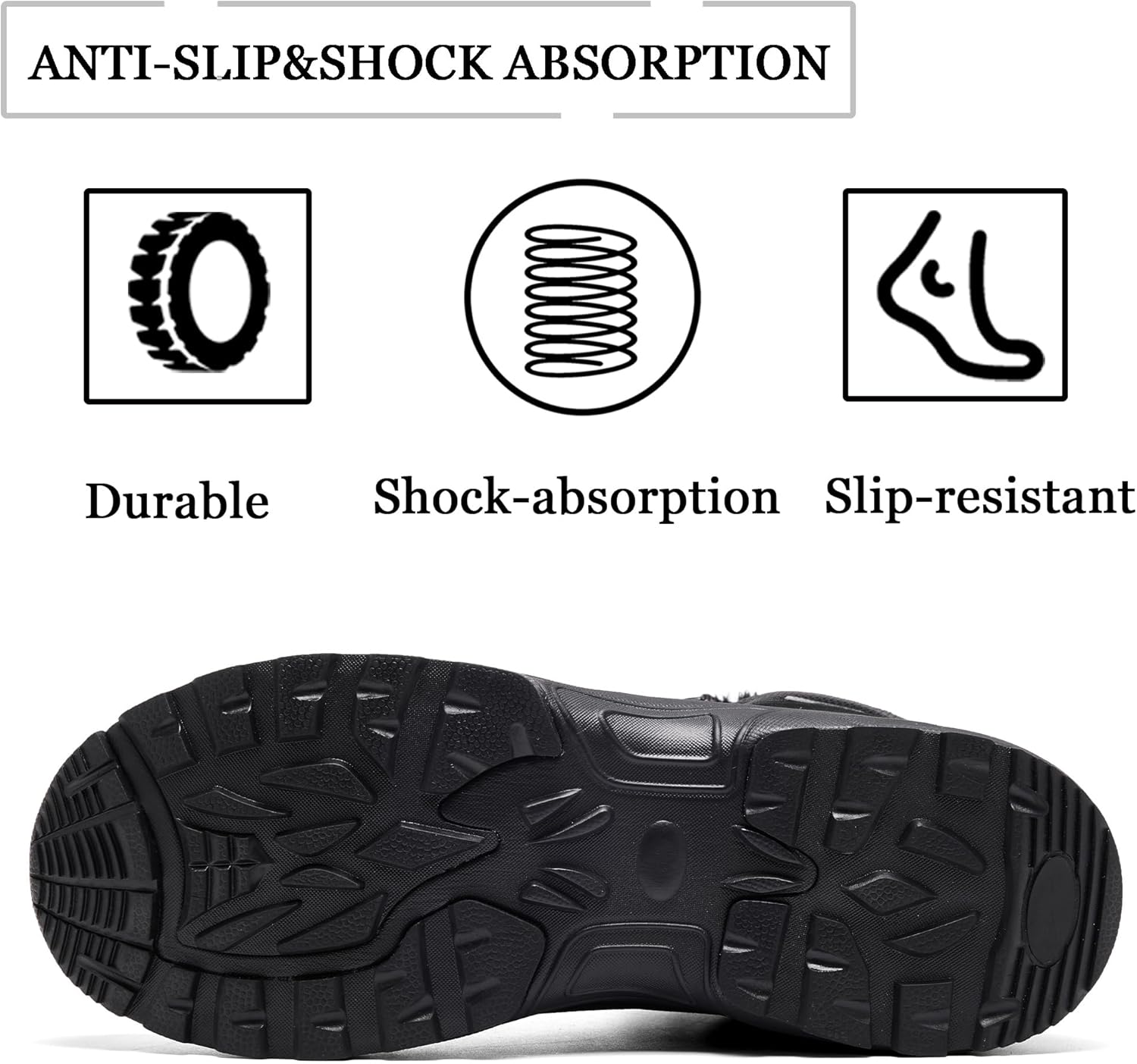 SHULOOK Men's Snow Boots Waterproof Warm Fur Lined Winter Hiking Boot Non-slip Outdoor Ankle High-top Shoes Work Hiker Trekking Trail - Image 3