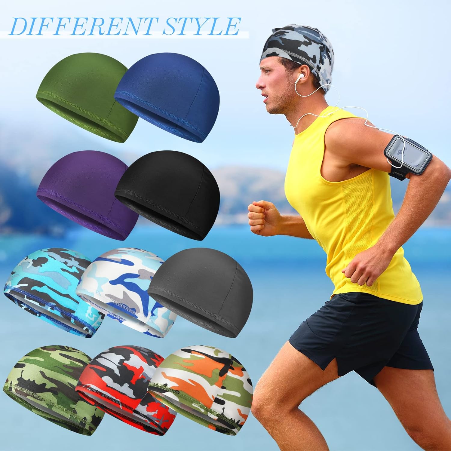 Meanplan 22 Pcs Helmet Liner Men Skull Cap Sweat Wicking Lightweight Cooling Cycling Cap Running Hat for Men Women - Image 4
