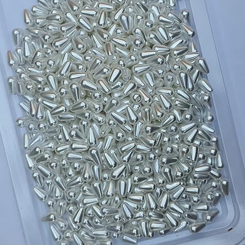 Miniatura 3 de 100 cuentas sueltas de lágrima de 0.236 x 0.394 pulgadas, cuentas de perlas de gota de agua para bricolaje, joyería de cuentas de imitación ABS