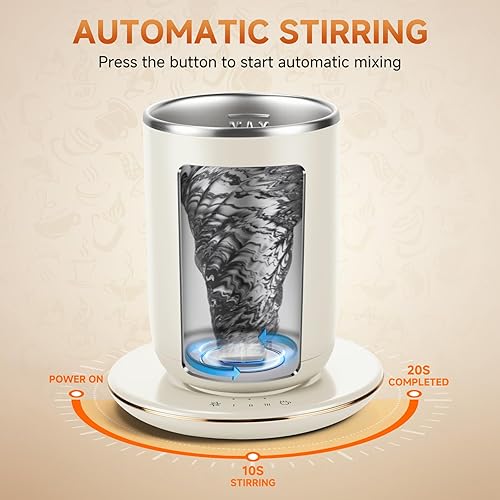 Miniatura 2 de Taza de café automática con tapa, control de temperatura inteligente, alimentada por USB, taza de café, leche y cacao, 11 onzas, calentador de tazas
