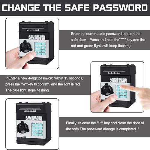 Miniatura 5 de Banco de dinero para niños, caja de ahorro de dinero, caja de ahorro de dinero, bloqueo de código de contraseña para niños, alcancía, dinero en