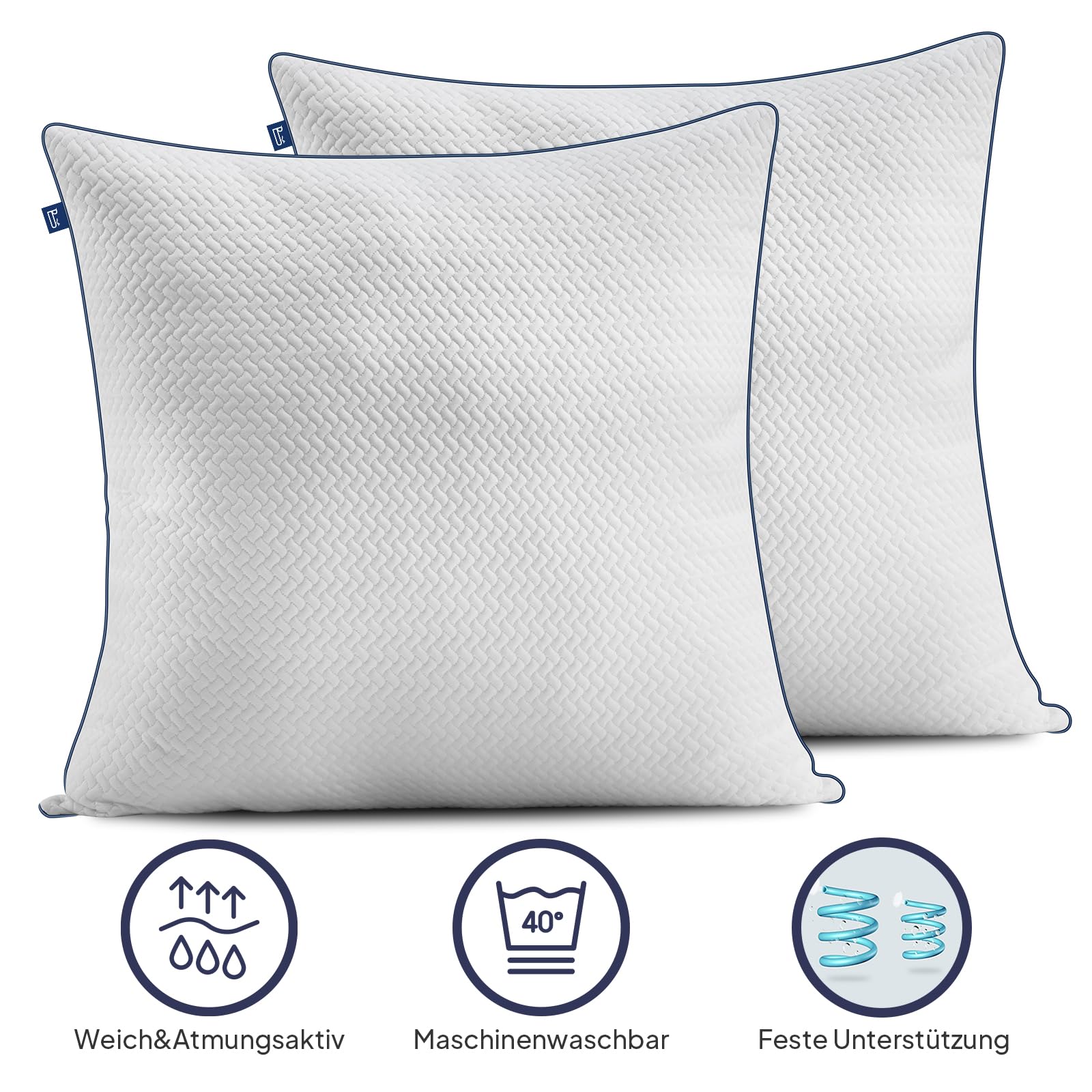 BedStory 80x80 Kopfkissen mit Verstellbarer Füllung | 1500g x2 Mikrofaser-Hotelkomfort | Oeko-TEX 100 Zertifiziert | Atmungsaktiv & maschinenwaschbar | Für Sofa+alle Schlafpositionen