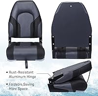 Vista 7 de Elite Asiento Plegable para Barco Bass Back Asiento para Barco Asiento Plegable para Barco de Pesca, Pack de 2, Negro/Carbón