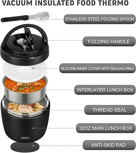 Miniatura 2 de Soup Thermo for Hot Food Insulated Food Jar 32oz, Vacuum Insulated Stainless Steel Lunch Container - Wide Mouth Thermo for Soup & Food, Insulated