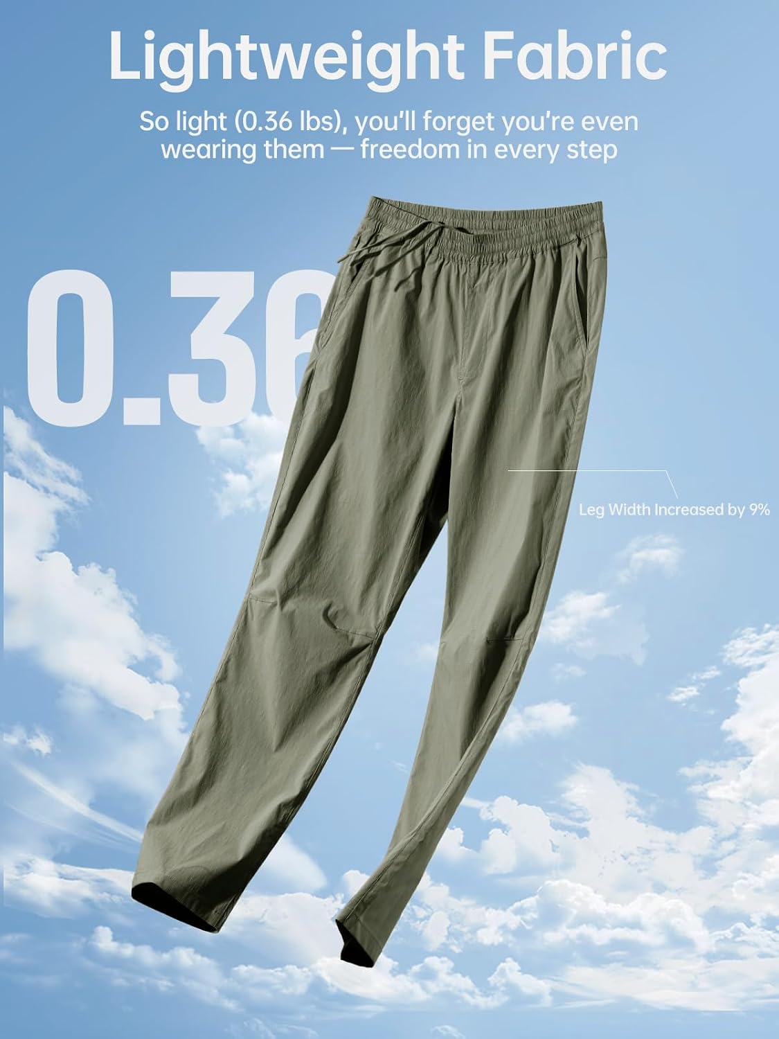 FREE SOLDIER Men's Elastic Waist Lightweight Water Resistant Quick-Dry Hiking Outdoor Casual Sweatpants Pants