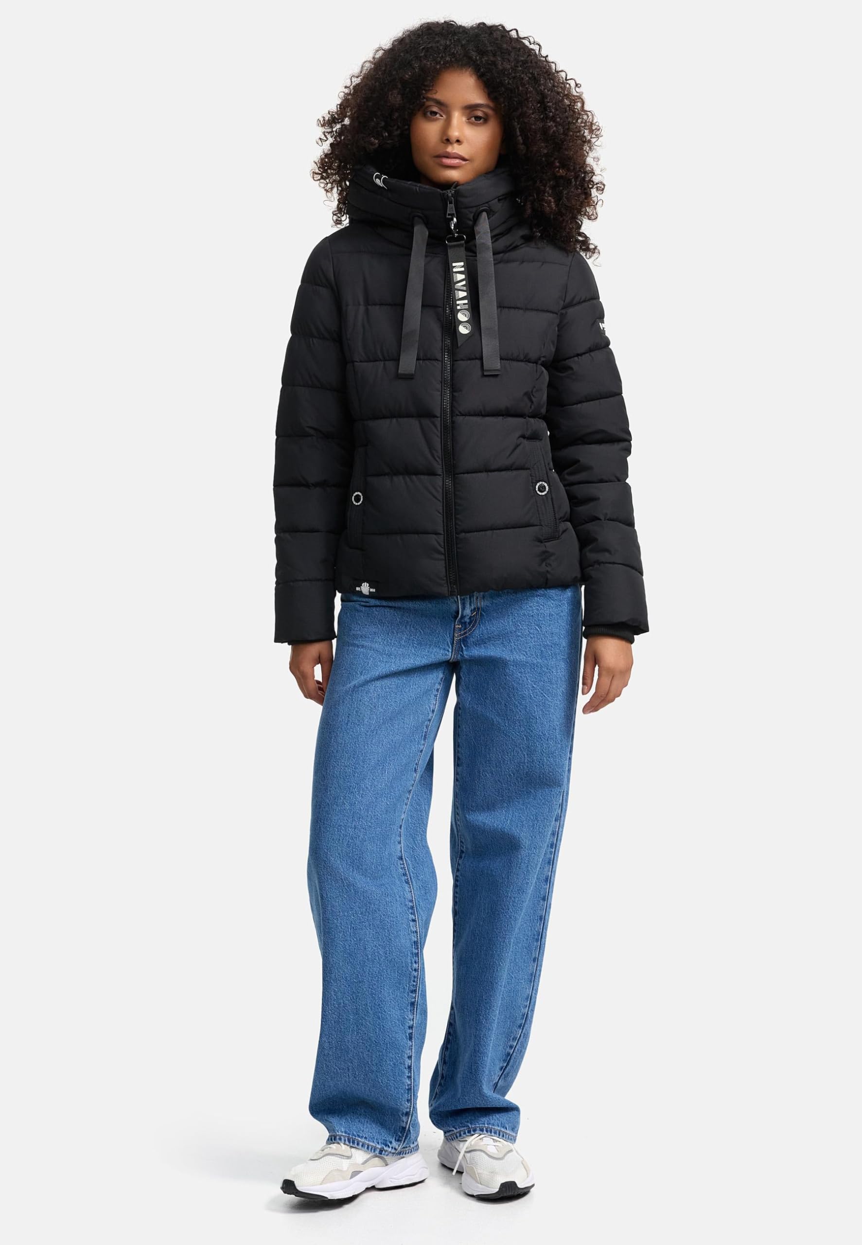 Navahoo Damen Winterjacke warme Steppjacke mit hohem Kragen und verstellbarer Kapuze Amayaa XS-XXL