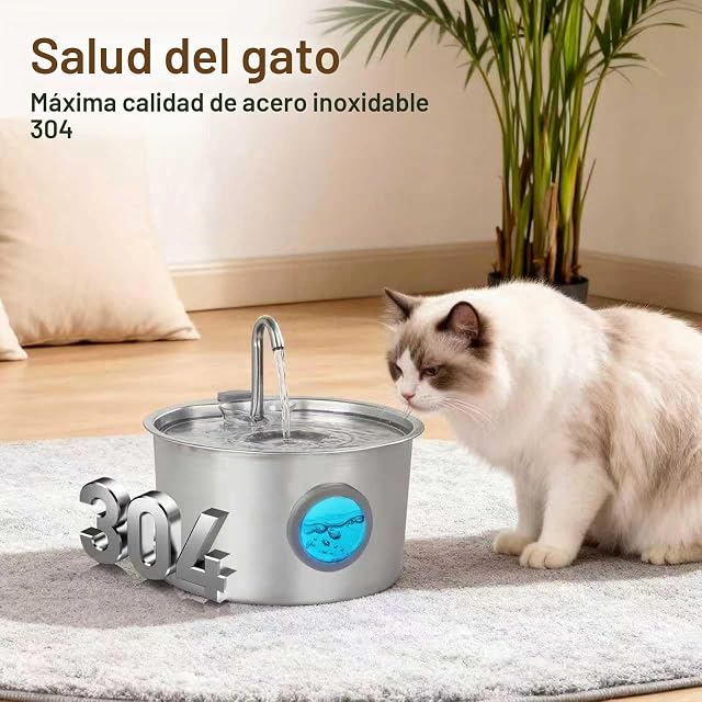 Foto 2 de 7 de Fuente para Gatos Acero Inoxidable 3,2 L, 6 Filtros y 6 Esponjas