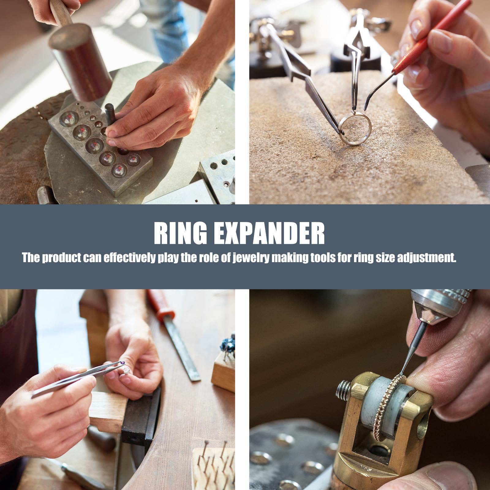 Mikikit Expansor Estilo Coreano de Anillo de Acero Cuatro Escalas de Medición, Herramienta Práctica para Ajustar y Ampliar el Tamaño del Anillo