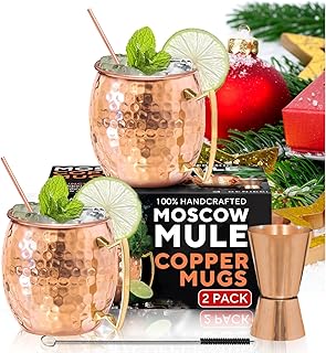 Benicci Moscow Mule Copper Mugs - Set of 2, 100% HANDCRAFTED - Food Safe...