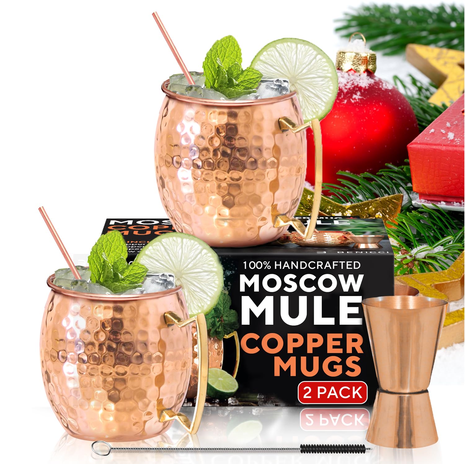 Cop29 Moscow Mule Lot De 2 Tasses En Cuivre Pur Fabriquées