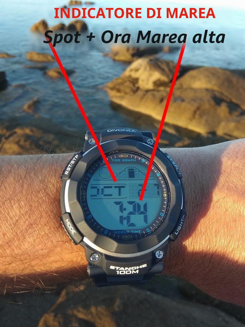 DiVONEA | Orologio digital con Indicatore di Marea e Fase Lunare