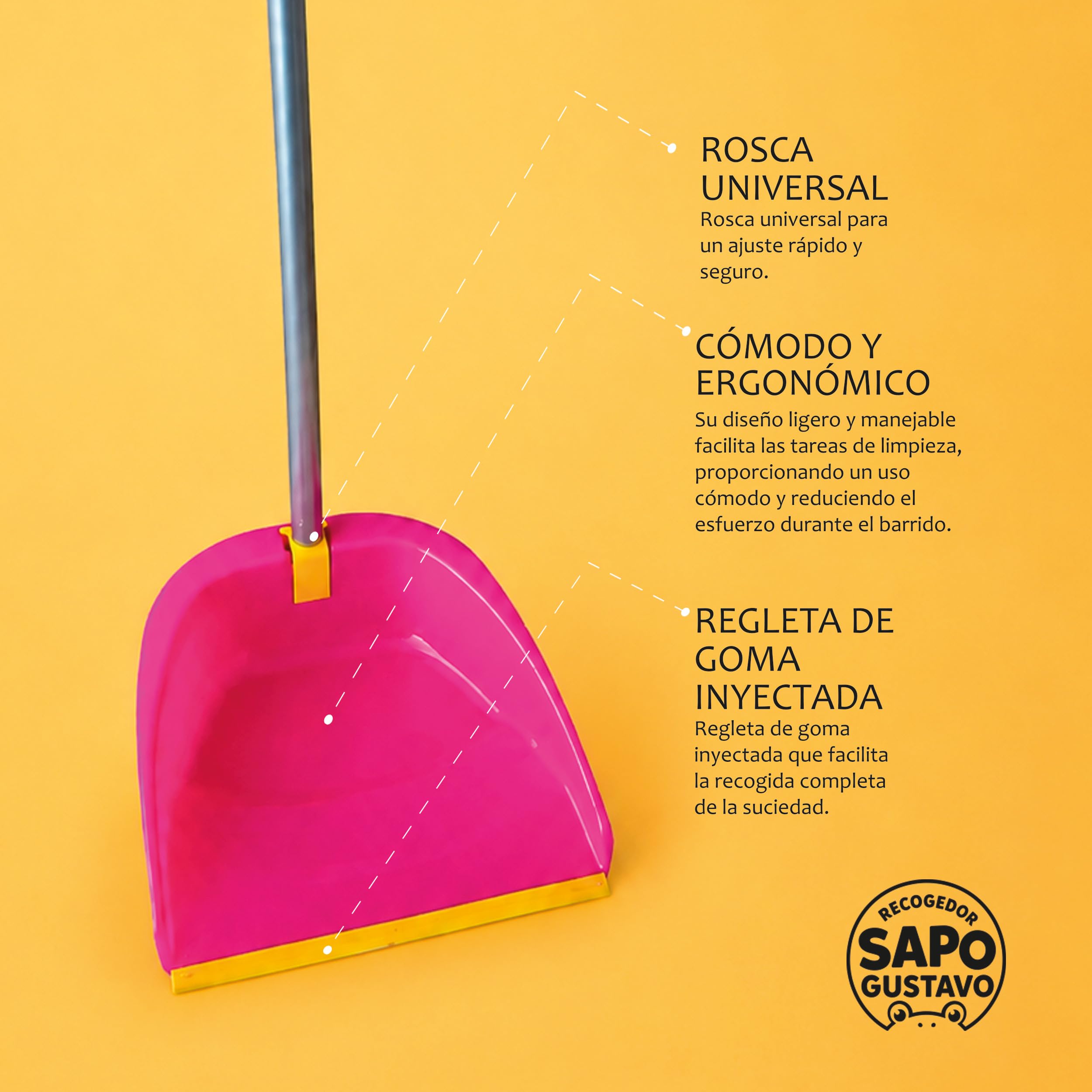 Pamex - Recogedor Plegable Sapo Gustavo con Palo - 24 Unidades