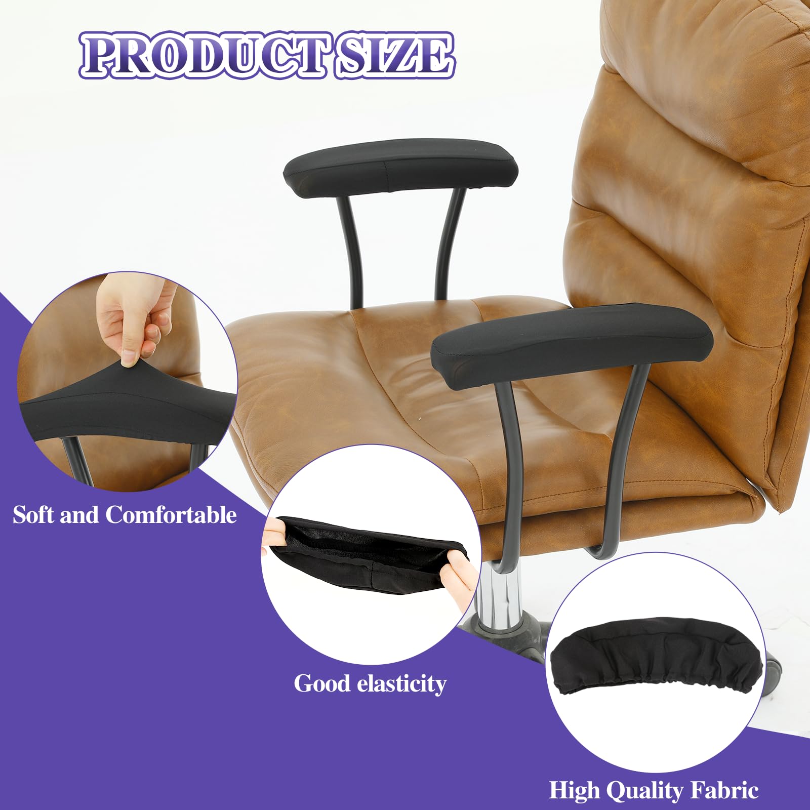 Copri Braccioli Per Sedie - 2 Pezzi Rimovibili, Lavabili, Per Ufficio E Casa, Nero - Foto 3