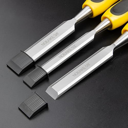 Miniatura 4 de Juego de cinceles de madera, 6 cinceles de madera para carpintería, herramientas de carpintería CR-V, hoja de borde biselado de acero, juego de