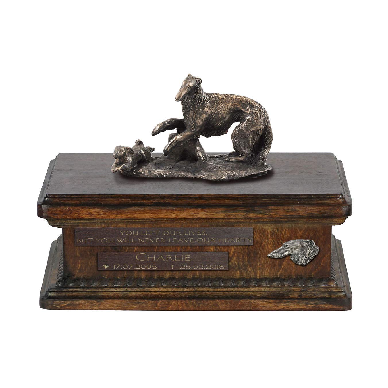 Urne cinéraire chien Barzoï bronze pour salon et intérieur