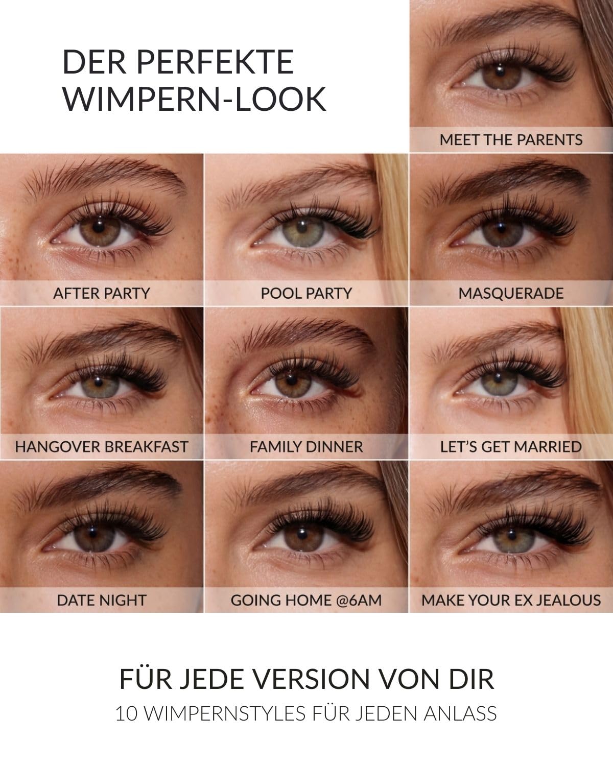 Fleeky Press On Lashes Glam – selbstklebende Wimpern ohne Kleber – Pre Glued Cluster Lashes für voluminösen Look mit bis zu 3 Tage Halt (Family Dinner)