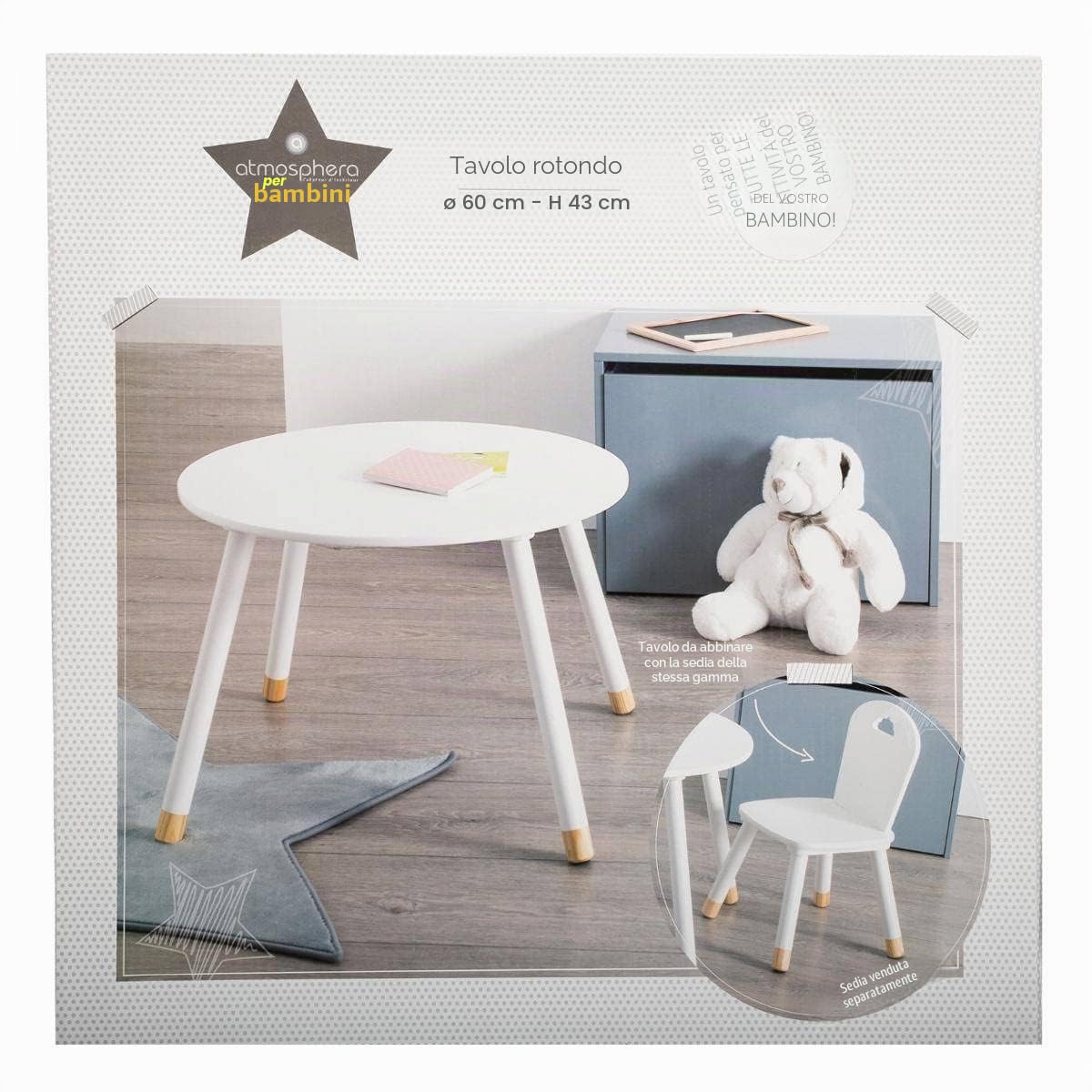 ATMOSPHERA CREATEUR D'INTERIEUR - Tavolo per bambini Douceur bianco D60cm