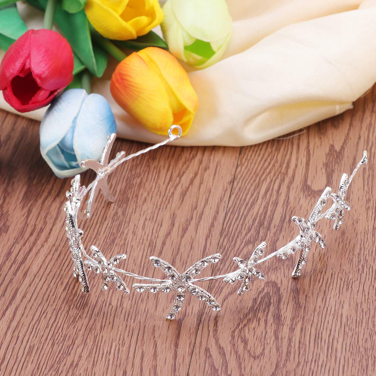 Lurrose Rhinestone Headband for Women Stylish Hair Loop Ocean Theme Hair Accessory for Parties Daily Wear 11.02In - Image 2