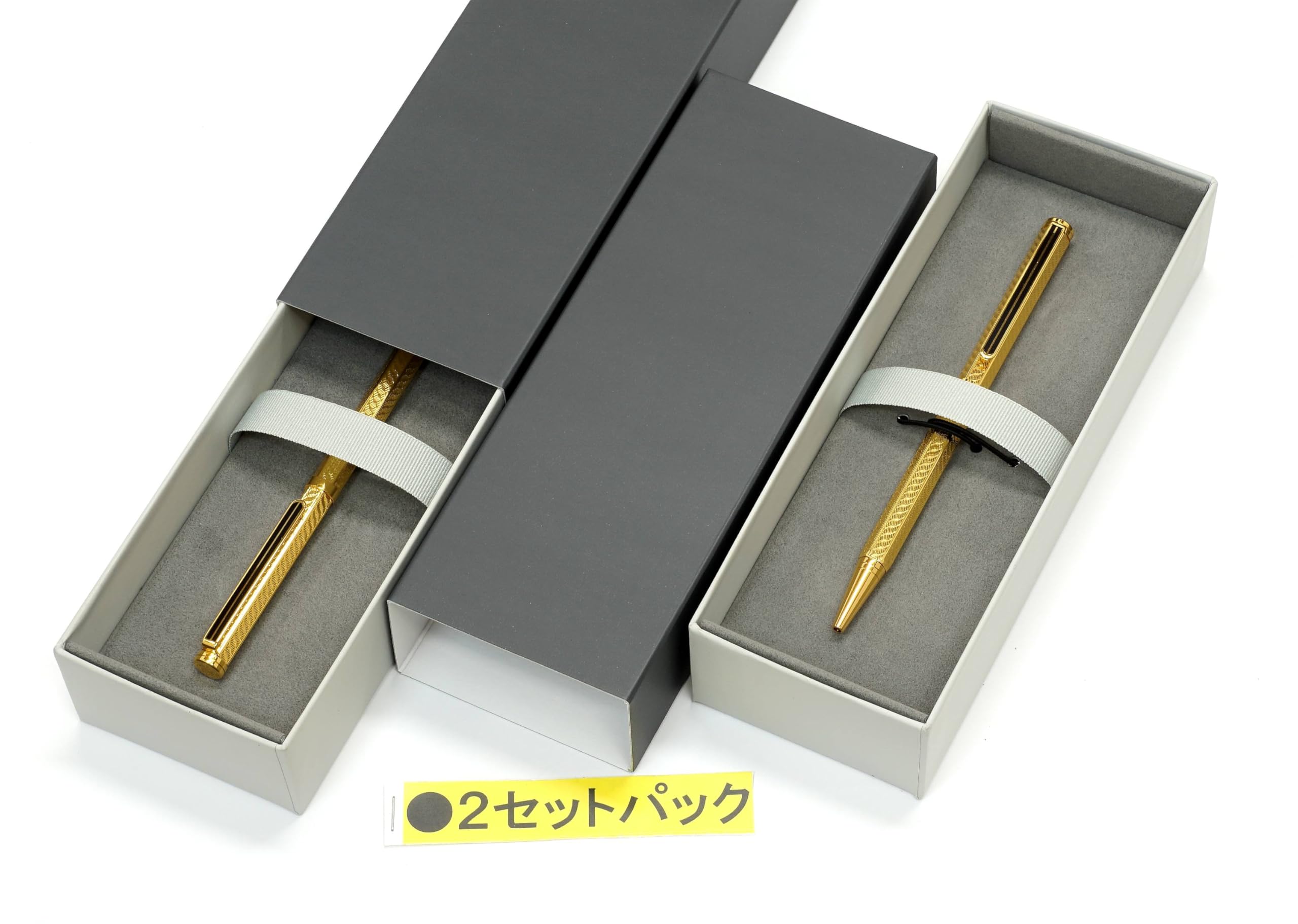 Amazon | 2本パック 真鍮六角回転式彫金ボールペン 高級貼り箱入 金 K7