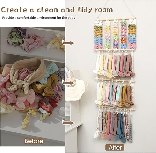 Vista 57 de POVETIRE Soporte para diadema organizador de lazos para el cabello, diademas para bebé, accesorios para el cabello, organizador de almacenamiento