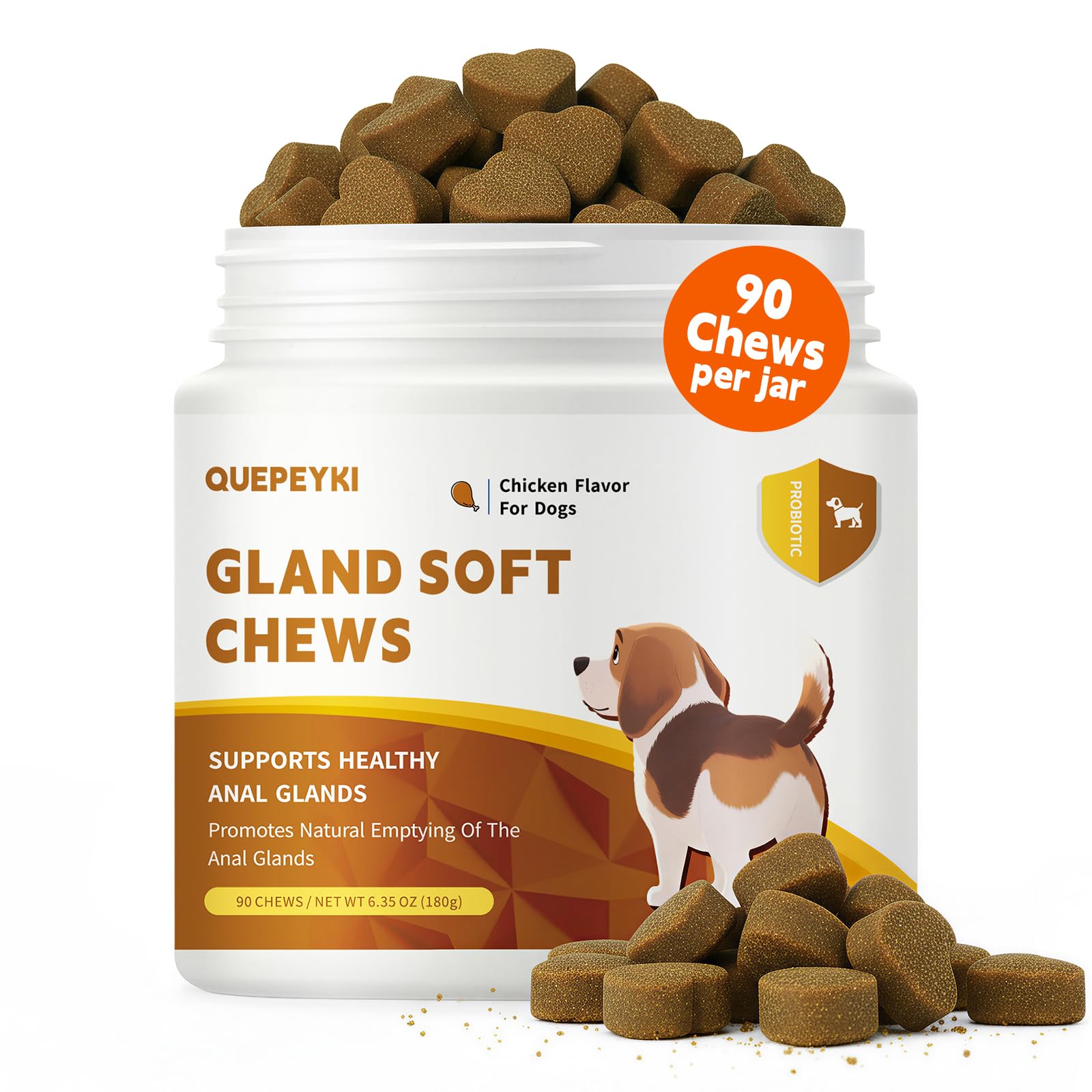 Anal Gland Support Soft Chews for Dogs, 90 Count – Pumpkin Seed Fiber, Psyllium & Dandelion Root with Probiotics (800M CFU) – Supports Firm Stools & Digestive Balance – Chicken & Liver