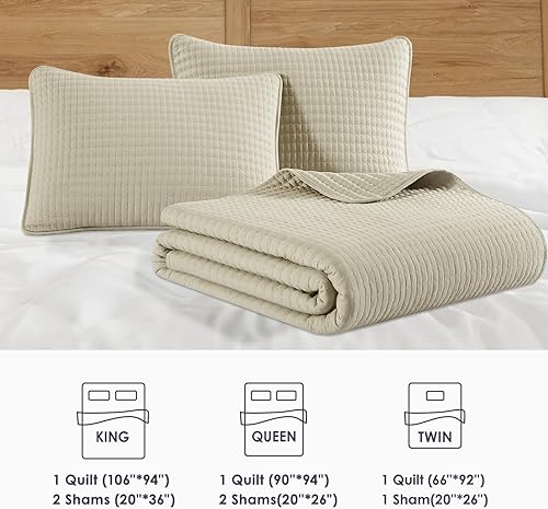 Miniatura 32 de WRENSONGE - Juego de edredón blanco tamaño queen de 3 piezas, colcha ligera para todas las estaciones del verano, juego de ropa de cama suave con 2