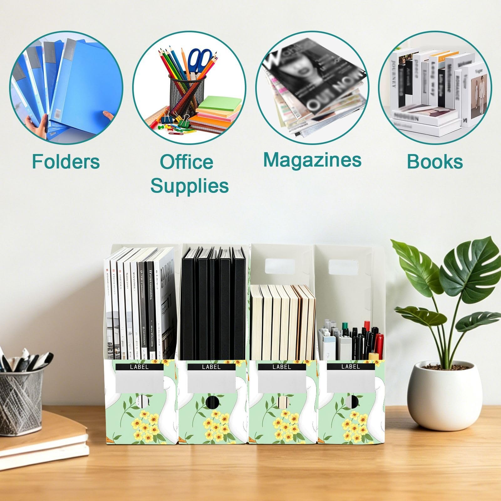 Cartone animato anatra bianco scrivania File Organizer, liscio PP