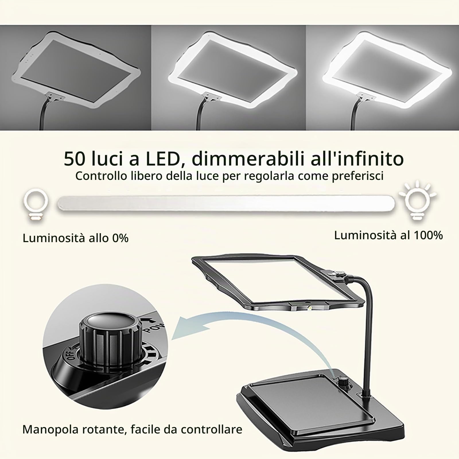Lente D'ingrandimento Digitale per Ipovedenti Da Tavolo, Display HD, Ausilio Alla Lettura Elettronico, Zoom 4X, Oscuramento a Sfioramento, Design Ricaricabile, per Leggere e Scrivere(Schwarz)