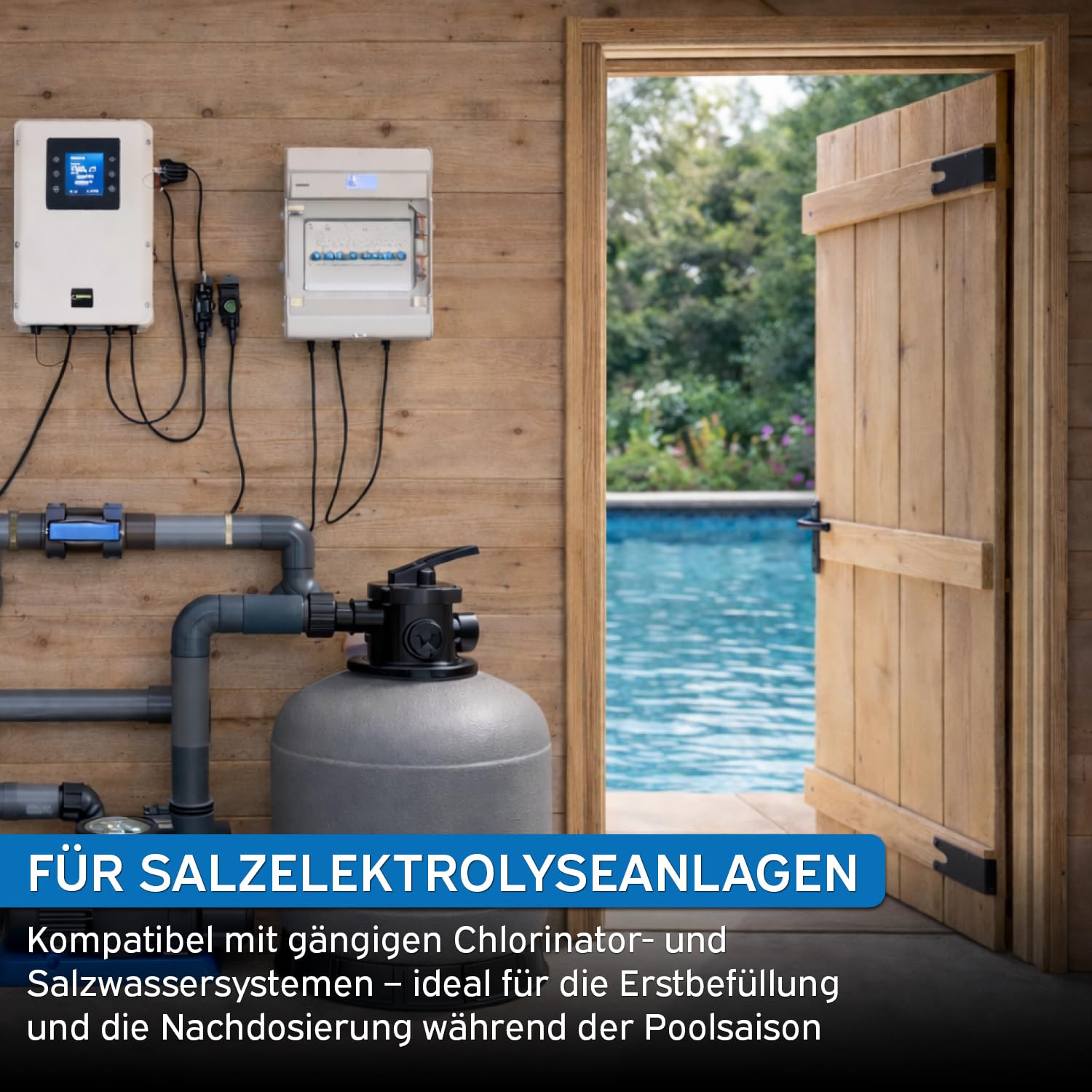 Salinen Poolsalz 25 kg 92936, Hochreines Siedesalz für Salzwasserpool und Salzelektrolyseanlage, schnell löslich und rückstandsfrei, inklusive kör4u Mikrofasertuch