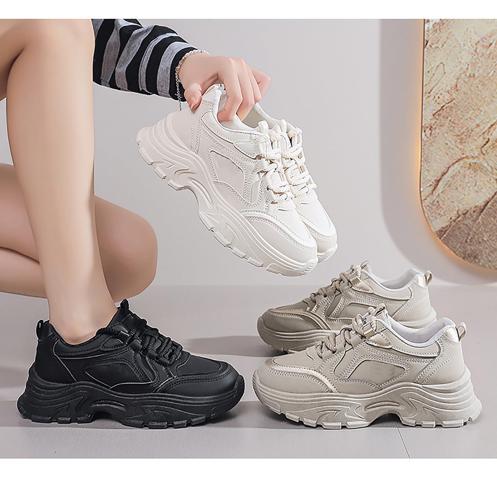 Scarpe da Ginnastica Donna Pianta Larga Sneakers Bianche Donna Eleganti | Calzature Fitness in Rete Traspirante per Passeggiata Invernale Tennis Camminata Leggerezza Assoluta Fibra Ecologica