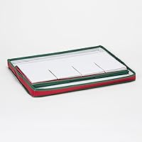 Vista 4 de Household Essentials - Caja de almacenamiento de lona con tapa y asas para vajilla de porcelana de fiesta y copones de vino, color rojo con ribetes