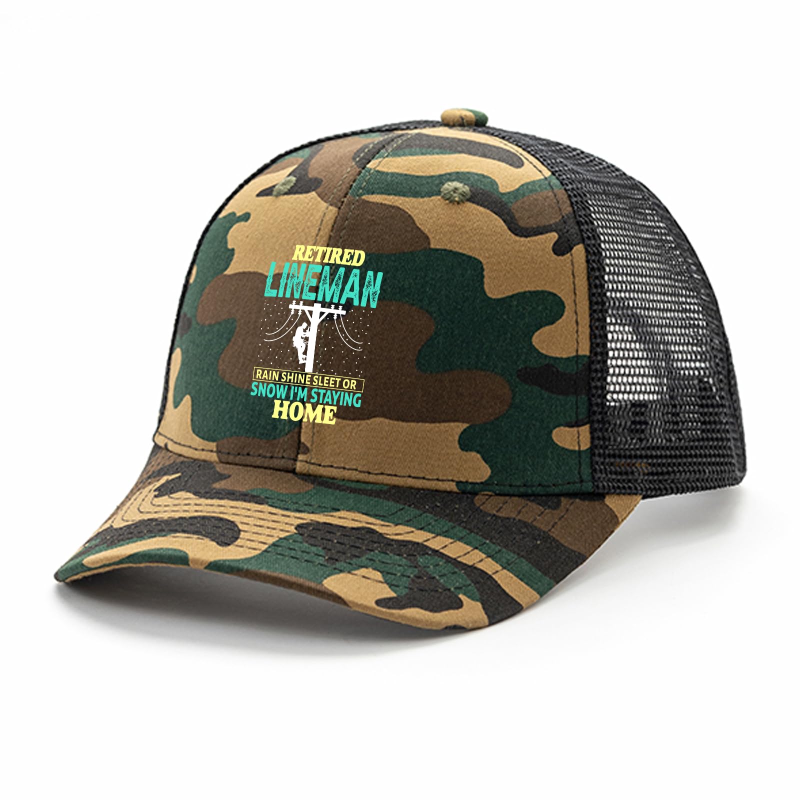 Retired Lineman I'm Staying Home Golf hat Cycling caps for Men Camo