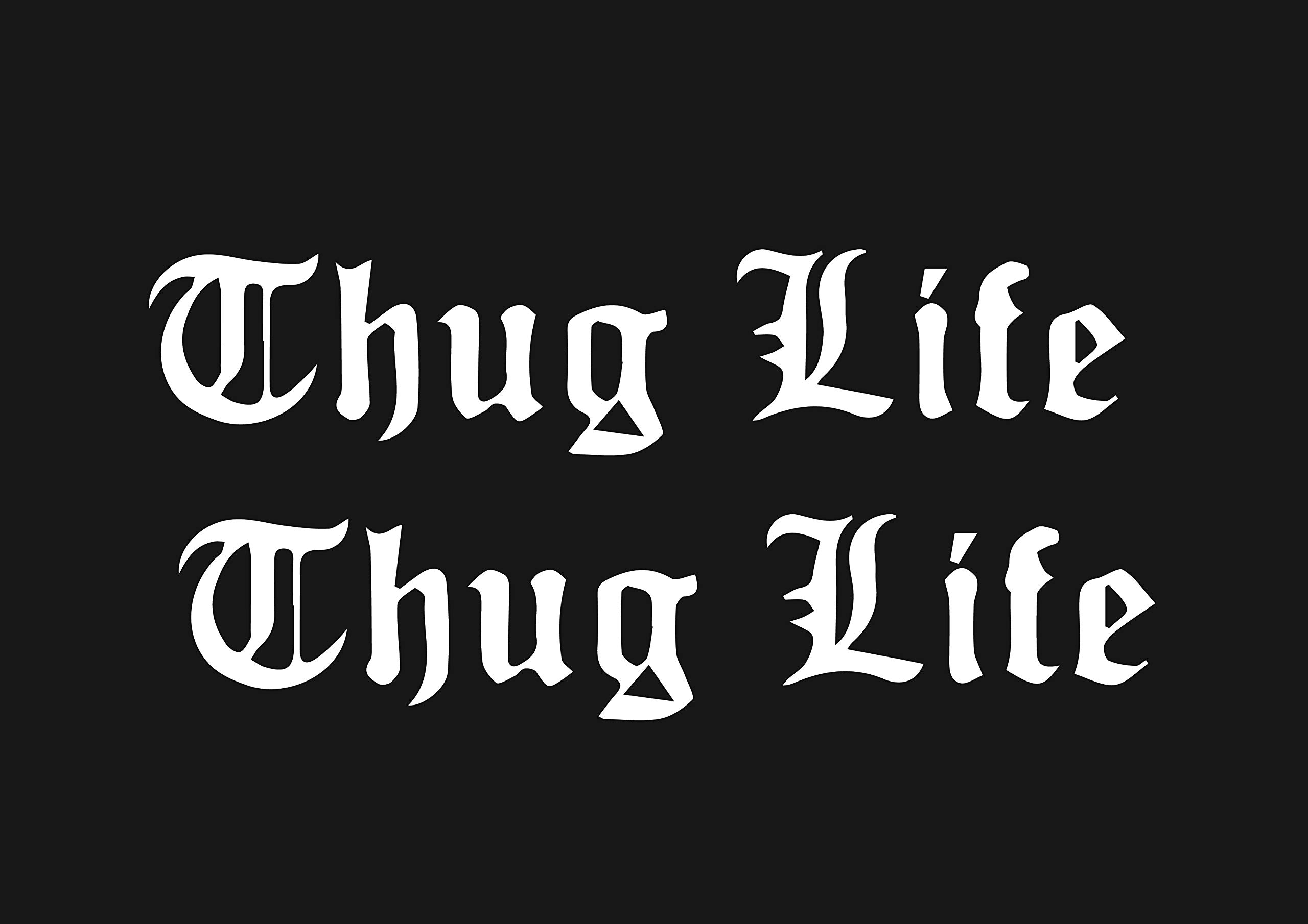 ISEE 360® Thug Life Car Bike Exterior Decorative Stylish Sporty Vinyl Decal Sticker for Sides Hoods Bumper Bonnet Rear L x H 12.7 x 3.3 cms (White)