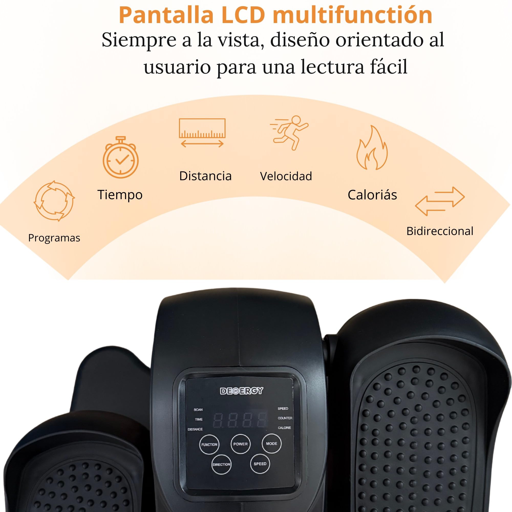 DEMERGY® Mini Elíptica Eléctrica Portátil – Pedaleador Elíptico con Pantalla LED y Mando a Distancia, 20 Niveles de Velocidad – Ejercitador Piernas para Casa Oficina, Ideal para Mayores Rehabilitación