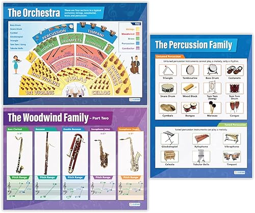 Miniatura 4 de Daydream Education Instrument Family Orchestra - Pósteres musicales para aula, juego de 6, papel brillante, extragrande, 33 x 23.5 pulgadas,