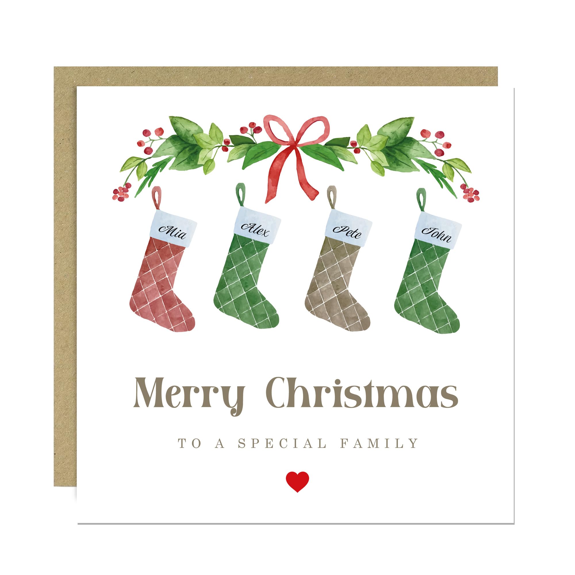RED OCEAN Family Christmas Card Personalised Family Card With Stockings Special To Wish Merry Christmas For Friends Couple