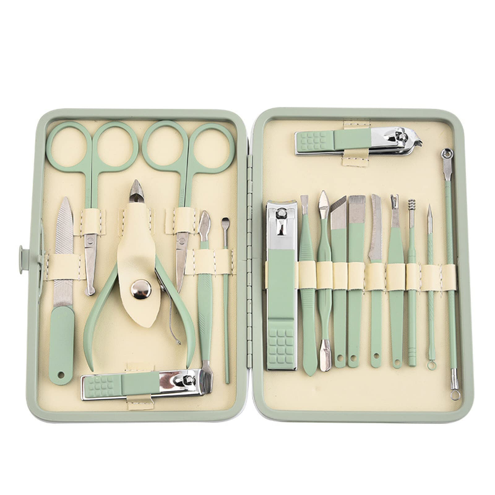 Ensemble d'outils pour les ongles de manucure en acier robuste vert thé - 5