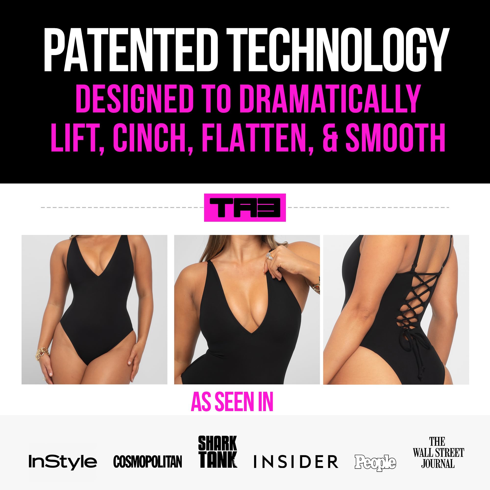 TA3 Brazilian Plungey Swimsuit for Women – Sculpting Bathing Suit - Tummy Control Swimsuits for Women - Patented Construction