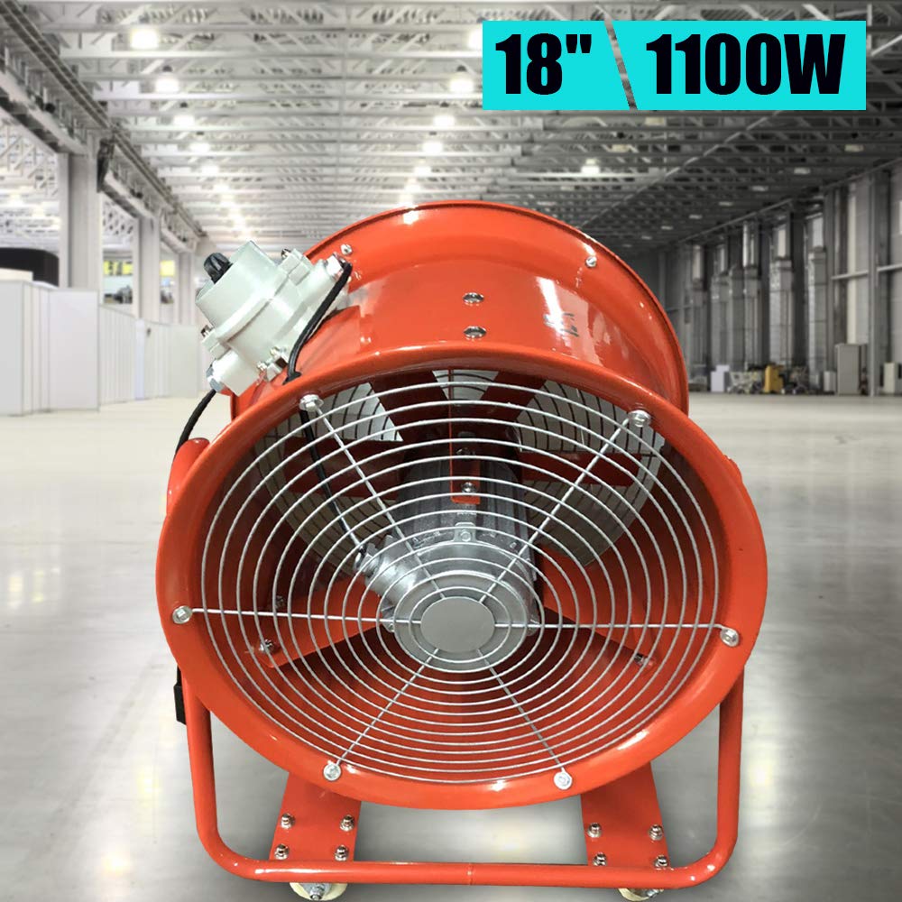 Bauventilator 18 Zoll Ø460mm - Baugebläse 1100W 9000m³/min Baulüfter Gebläse 2800r/min Axiallüfter Axialgebläse 73dB Bautrockner Baulüfter