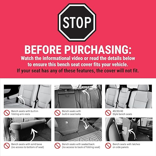 Miniatura 3 de SG Edge Funda de asiento trasero para SUV para todos los asientos traseros plegables de segunda o tercera fila, se adapta a asientos de banco