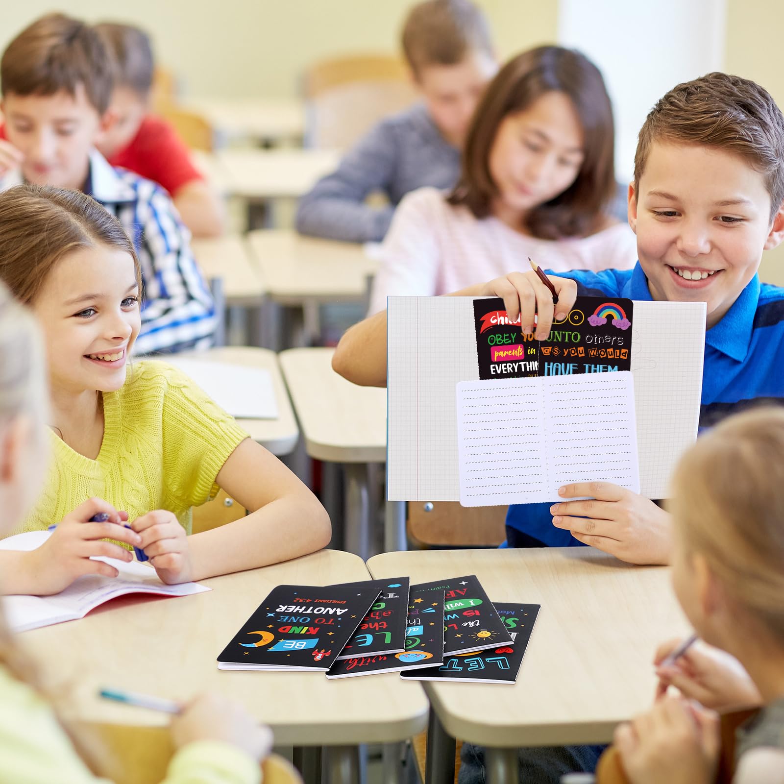 Faccito Notizblöcke mit Bibelvers, inspirierendes Mini-Notizbuch, Vbs, kleines Tagebuch, Großpackung, religiöse, motivierende Taschennotizblöcke für Sonntag, Schule, Kirche, Lehrer, Geschenke (hell