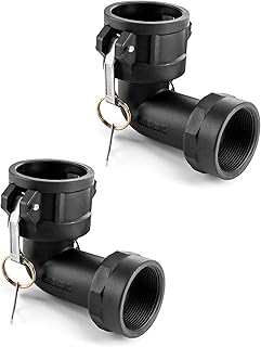QWORK 200D90 Polypropylene Cam and Groove Hose Fitting, 2 Pack 90 Degree Elbow Fitting, Used to Connect Two Hoses or Pipes, 2" Female Coupler x NPT Female