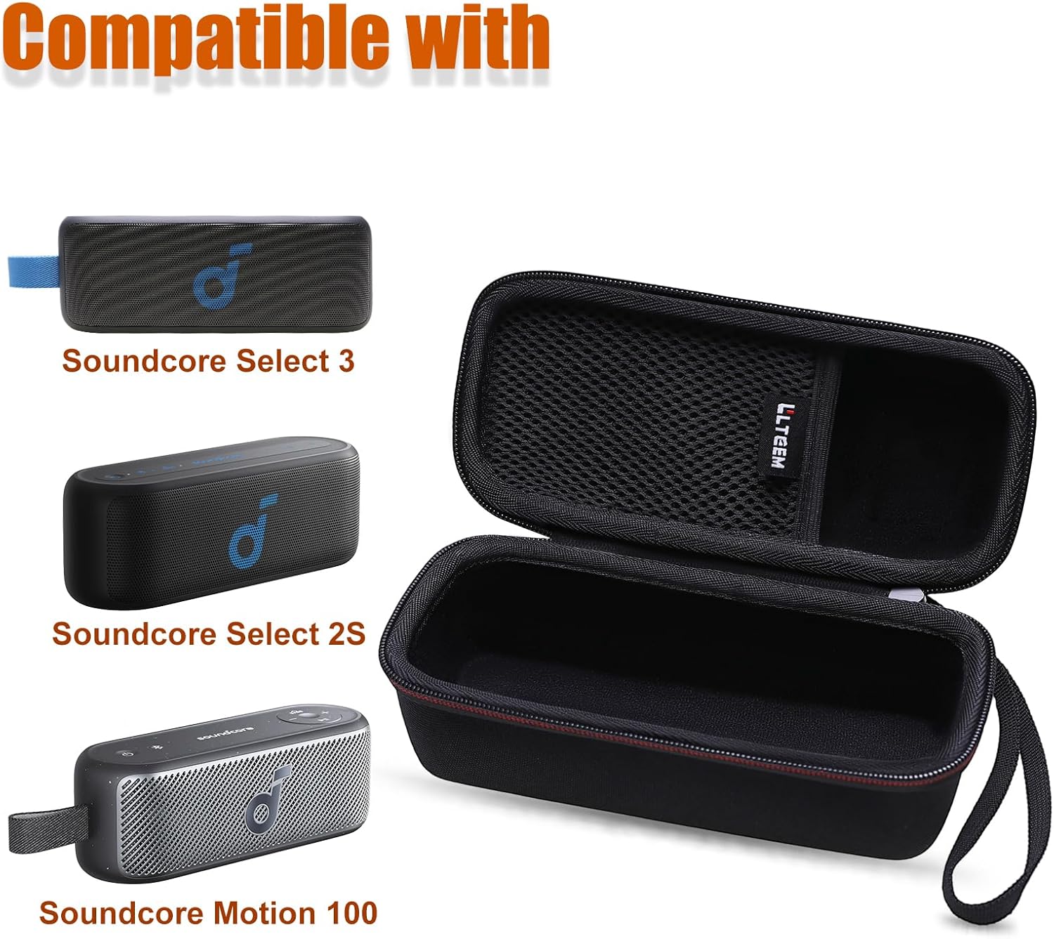 LTGEM Portable Speaker Case Compatible with Anker Soundcore Select 3 / Soundcore Select 2S / Soundcore Motion 100 Portable Speaker, Black (Case Only) - Image 2
