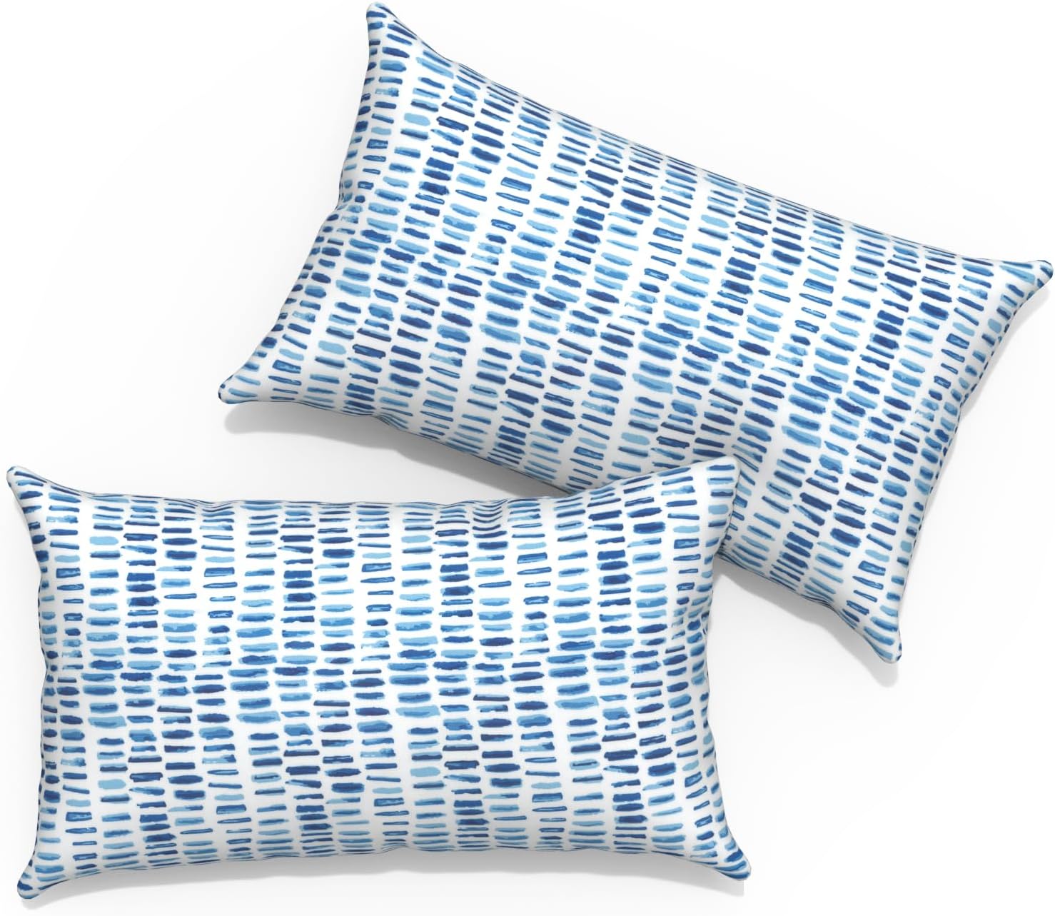 Outdoor Lumbar Pillows 12x20 inch, Rectangle Throw Pillows with Inserts, Decorative Lumbar Cushions for Patio Furniture Garden Couch Home Sofa Office Chair, Pack of 2, Pebble Blue