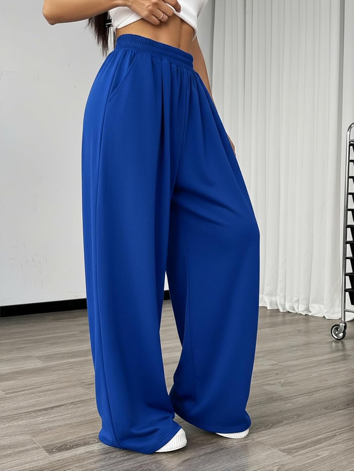 SweatyRocks Women's Barrel Pants Wide Leg High Waist Baggy Sweatpants Elastic Oversized Athletic Joggers Trousers - Image 3