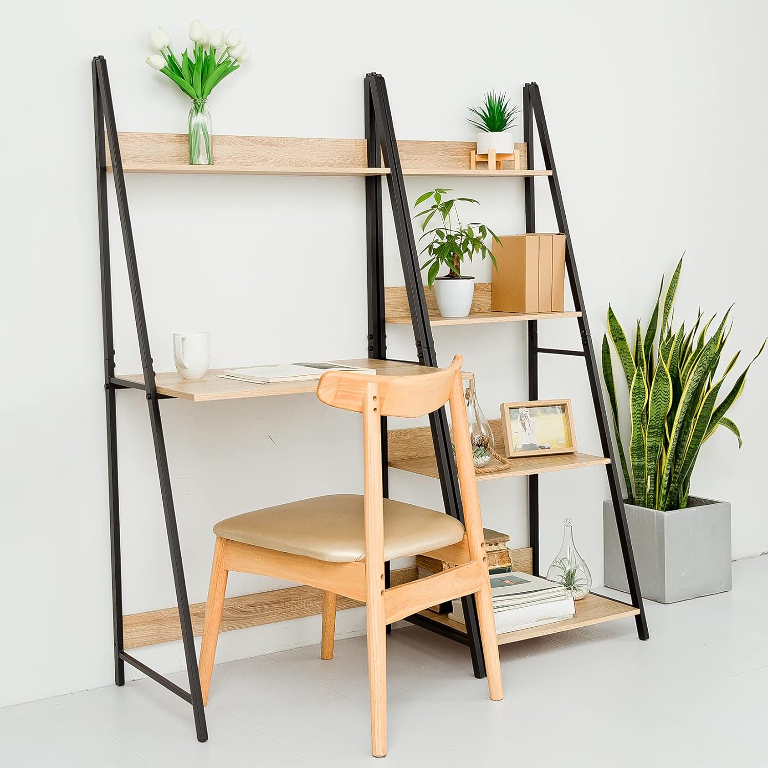 Buy C Hopetree Student Study Table Ladder Style Desk With Shelf And Black Metal Frame Online In Germany B08yd4wy3h