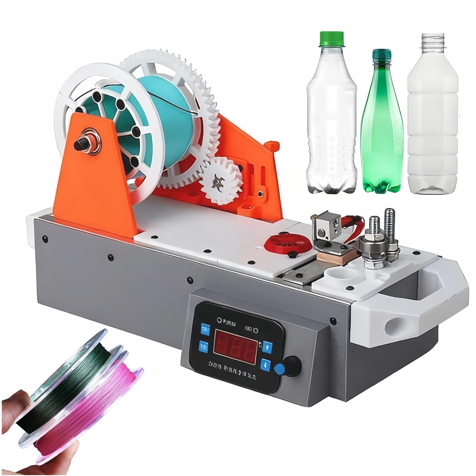 Maszyna do produkcji filamentów do drukarki 3D, cyfrowa kontrola temperatury, przekształcanie butelek PET z recyklingu na filament, zawiera obcinacz do butelek, 110-220 V